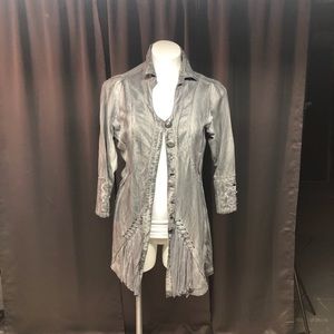 Used once, gray jacket with unique buttons.